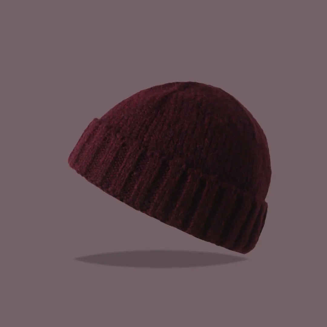 American knitted beanie hat for women in acrylic fibre dome crown style elastic 56-59cm twelve colours retro