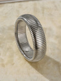 Women's titanium steel elastic bracelet with vertical stripe ring pattern in gold finish