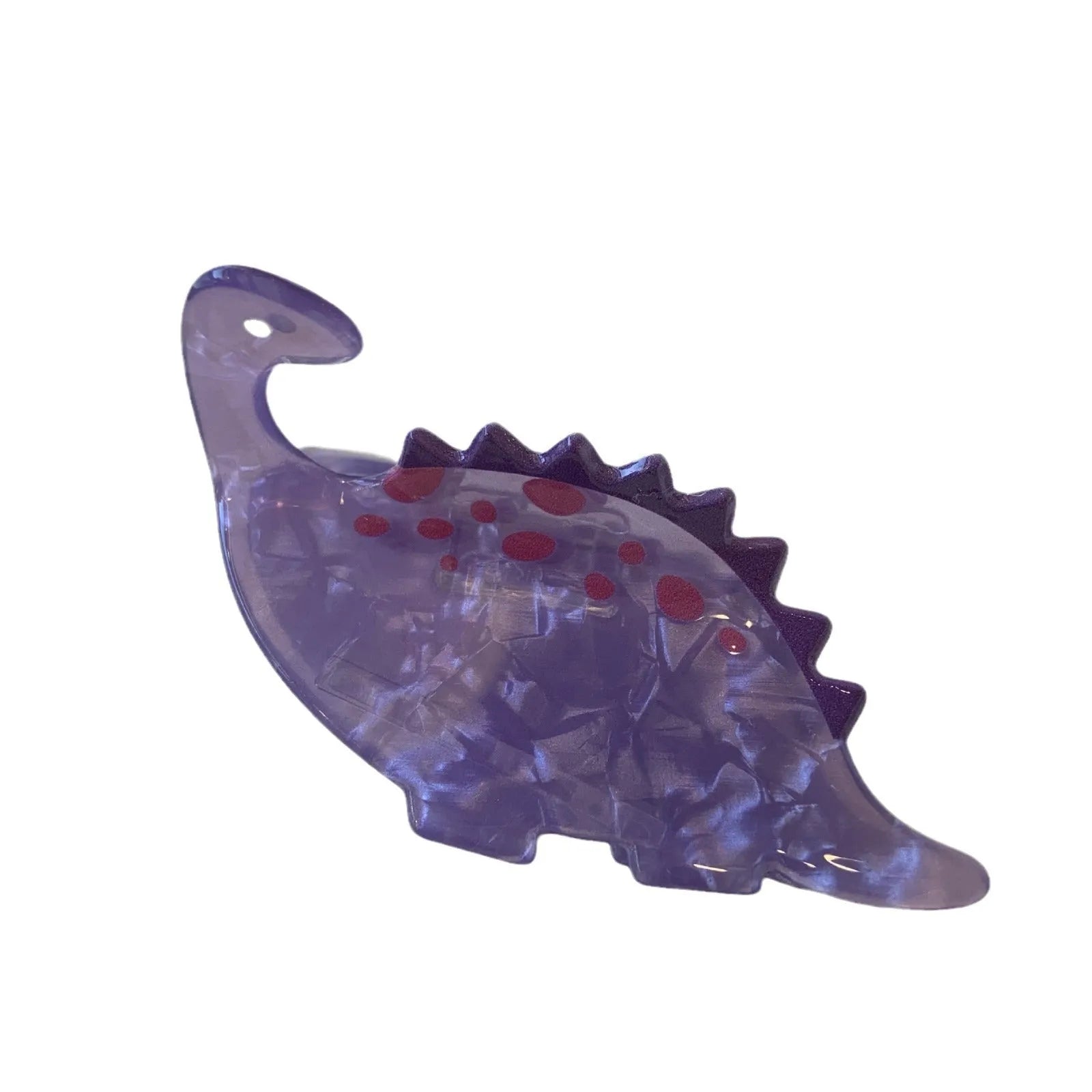Dinosaur acrylic jaw hair grip clip showing colourful little dinosaur designs on clear background