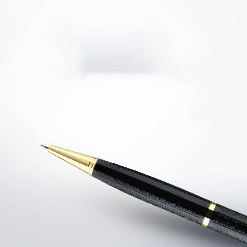 Black pen-shaped digital voice recorder with zinc alloy shell, 140mm length