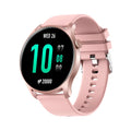 Smart watch with silicone band displaying heart rate and blood pressure on a 1.3-inch screen.