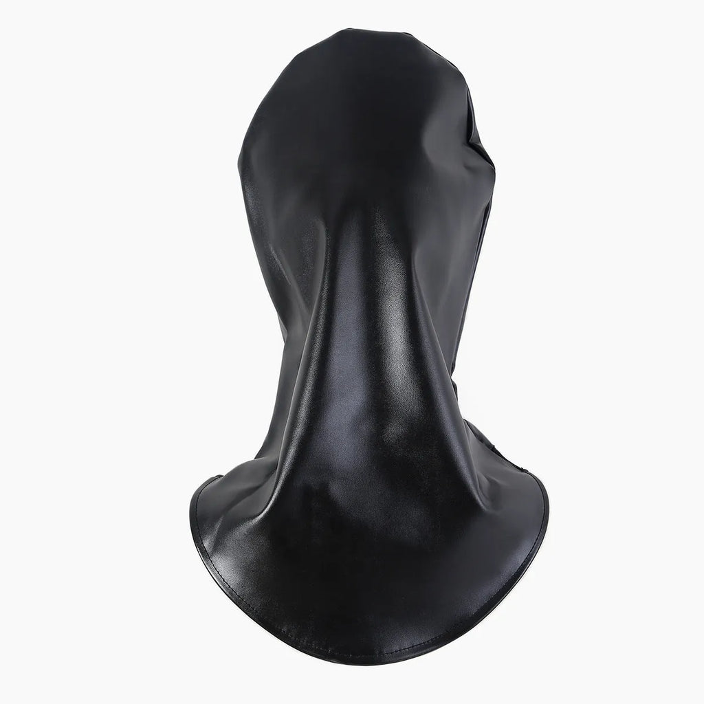 Black leather breathable adult play mask for roleplay and training