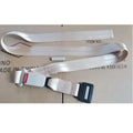 Adjustable black maternity car seat belt extension shown wrapped around a car seat.