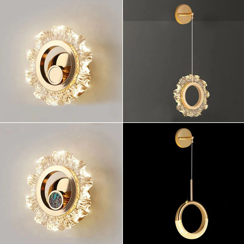 Modern minimalist white wall lamp with an acrylic shade mounted on a plain wall.
