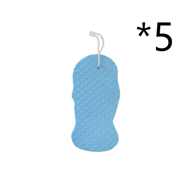 3D fish scale pattern bath sponge exfoliator in multiple colour options including white, grey, pink and light blue