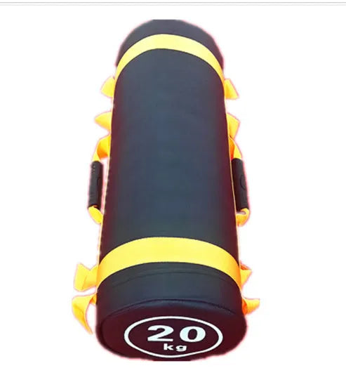 Flat white leather PVC fitness training sandbag for weight lifting in 5KG to 30KG options.
