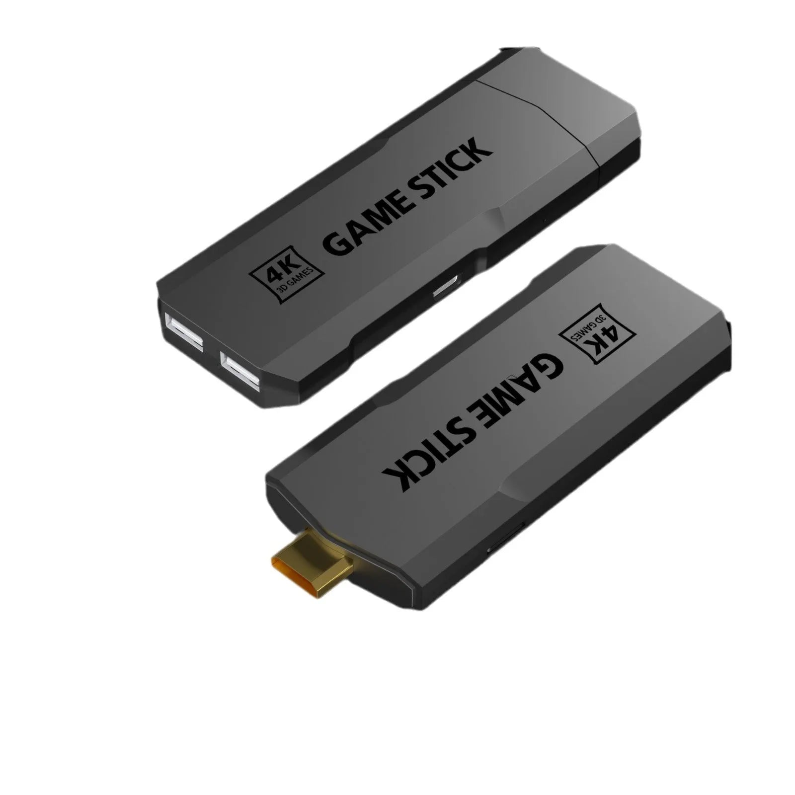 4K wireless game console with sport-style handle and HDMI cable on entertainment shelf
