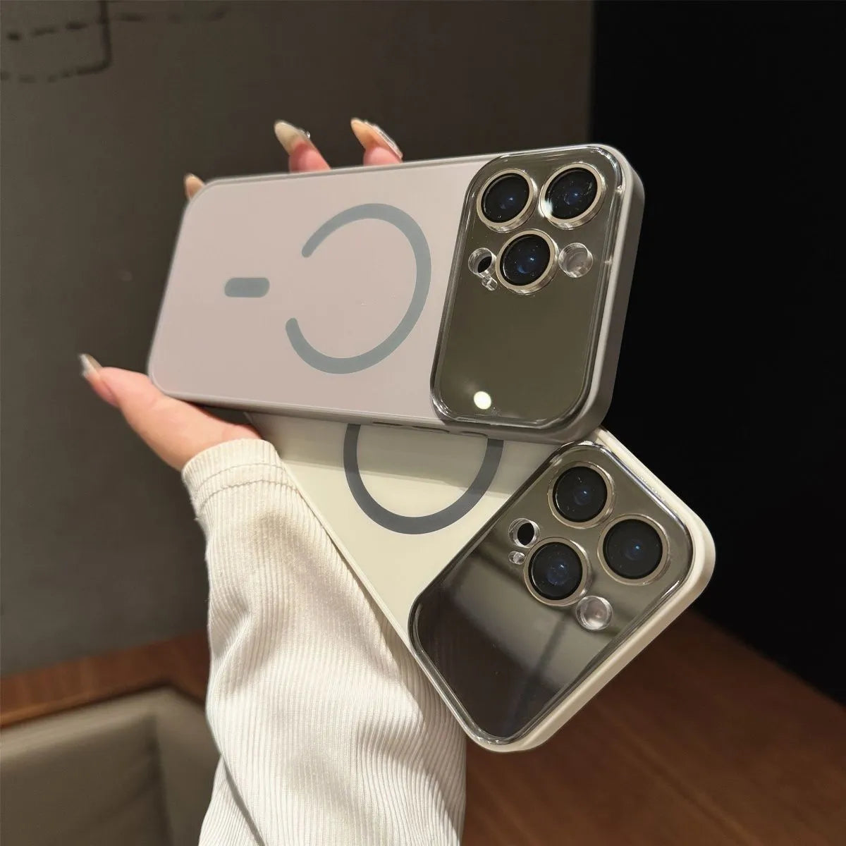 Frosted magnetic phone case with large window, shockproof, for iPhone 11-17 series, available in five colours