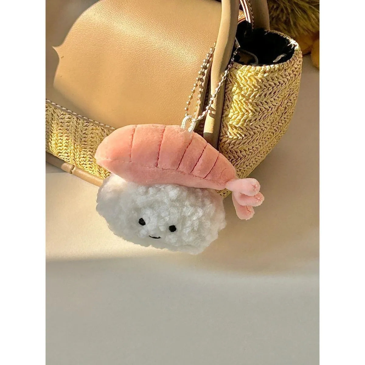 Plush pendant sweet shrimp sushi fish seed sauce design soft toy keychain charm