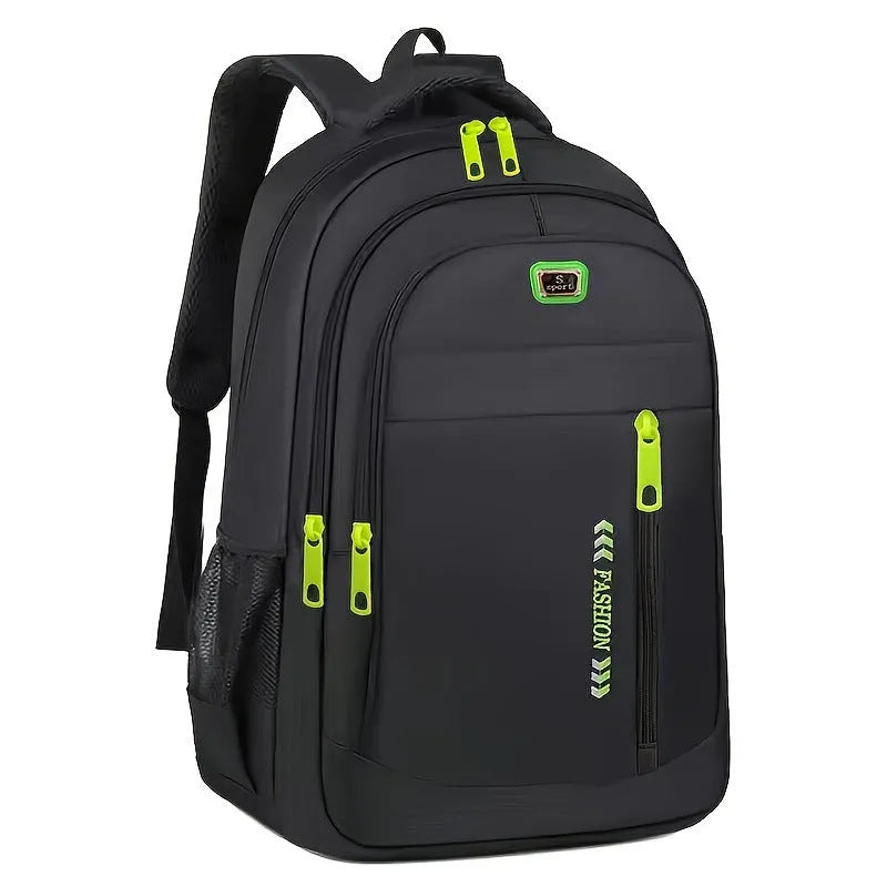 Commuter large capacity lightweight waterproof Oxford cloth backpack with air pillow belt in black