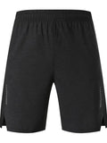 Men's five-point casual shorts in spandex fabric, shown in forest green, with a mid-waist fit.