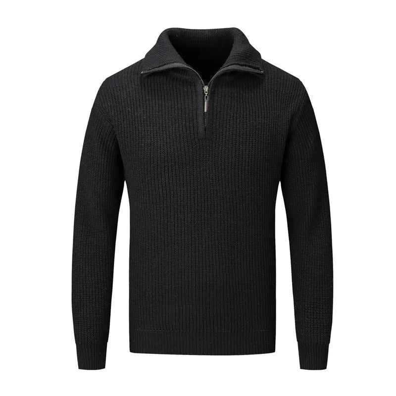 Men's slim fit solid colour pullover sweater in polyester blend fabric for autumn and winter wear