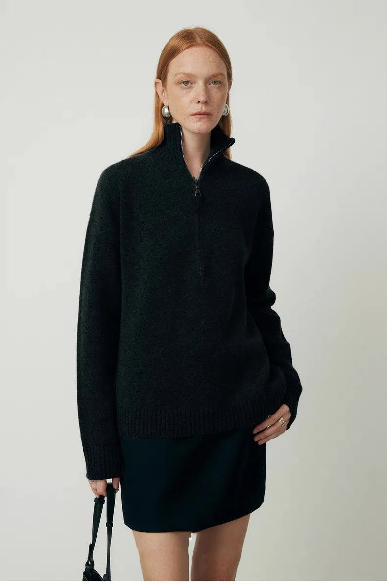 Loose lapel long sleeve wool blend bandage dress in black.