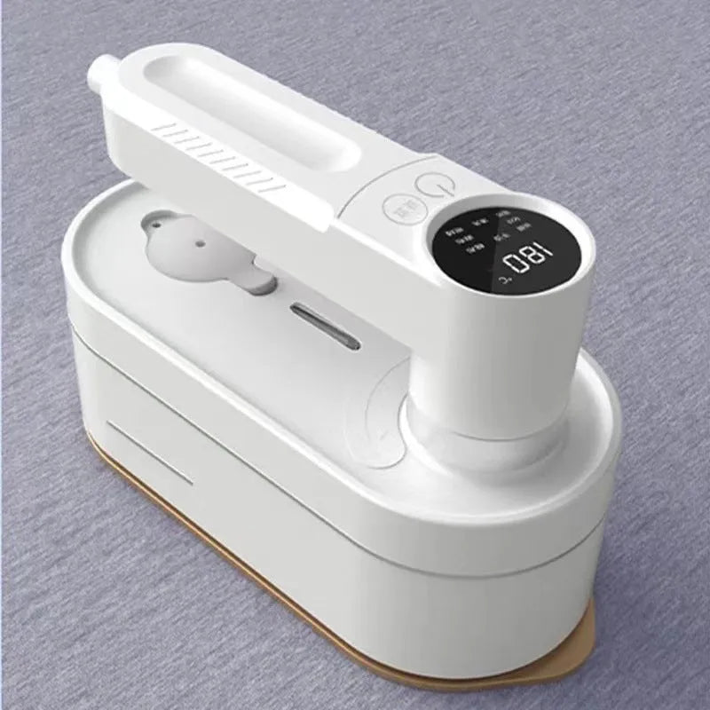 Digital display handheld steam iron in Elegant White with ceramic soleplate and 7 gear control