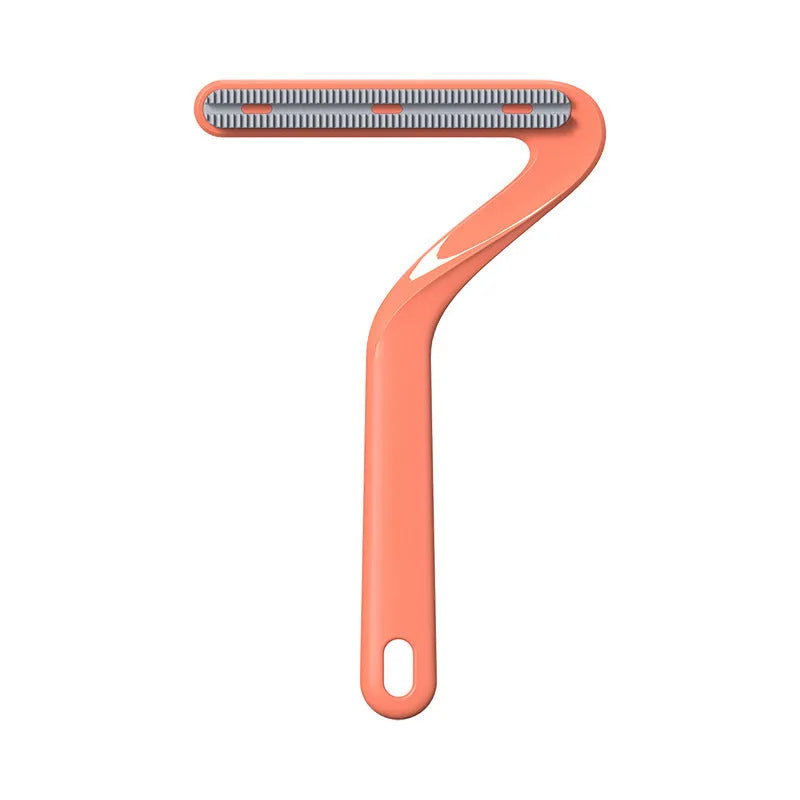 Double-sided pet hair removal comb in blue, white, and orange with sticky suction for cat and dog hair