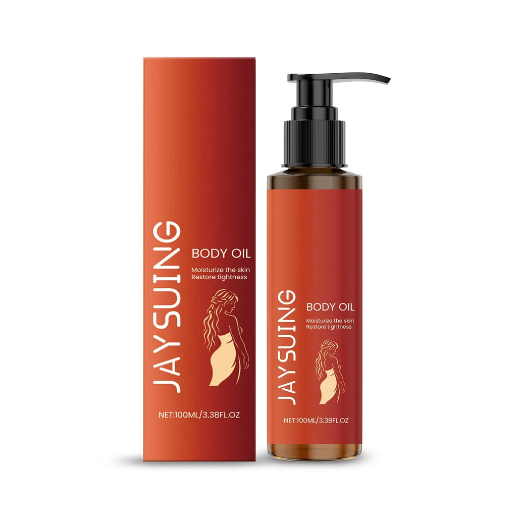 100ml bottle of body tightening massage oil with vitamin E and rose oil
