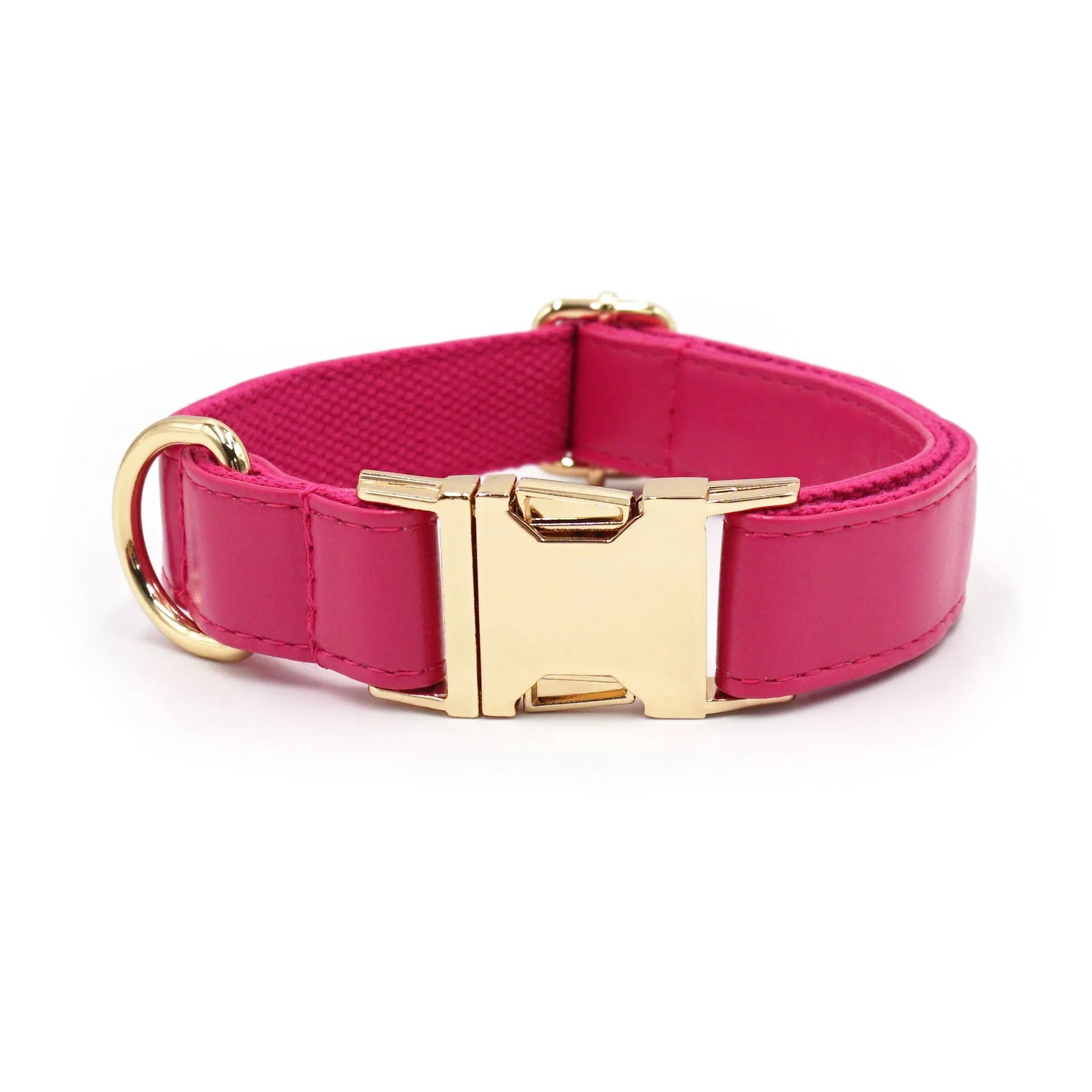 Leather dog collar with velvet finish and brass metal buckle in caramel colour option