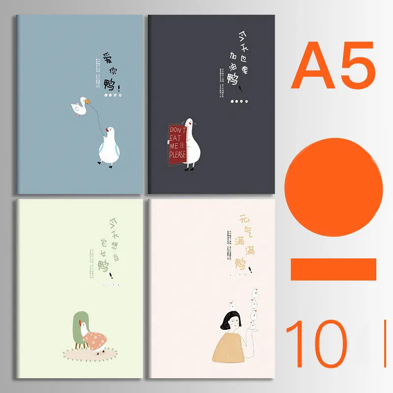 10-pack of kraft paper notebooks with thread binding in A5 and B5 sizes with various cover designs