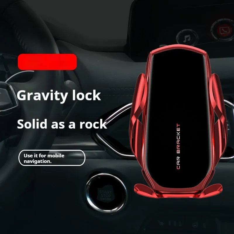 Car interior air outlet phone holder with wireless charging and electric clamping in black colour
