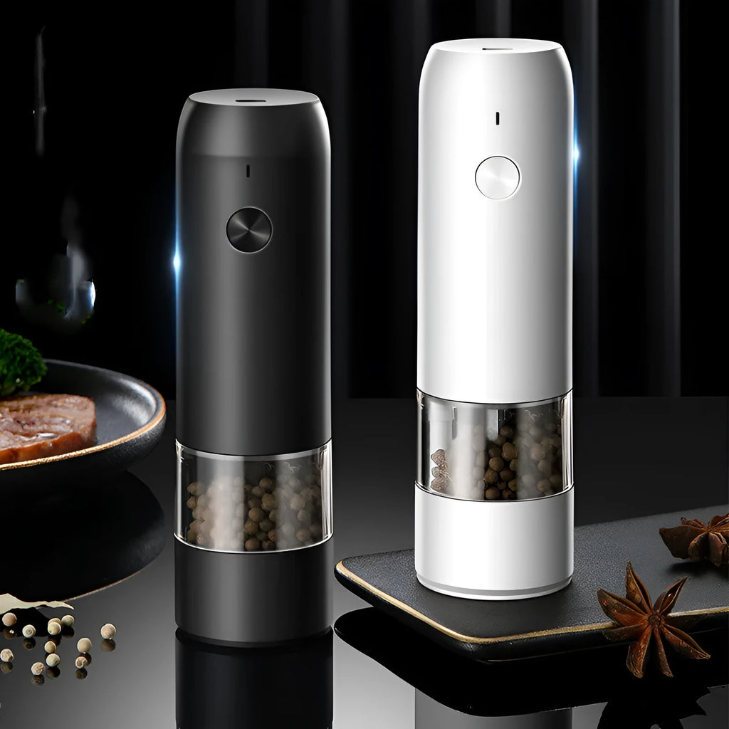 USB rechargeable electric spice grinder with clear acrylic body and ceramic mechanism