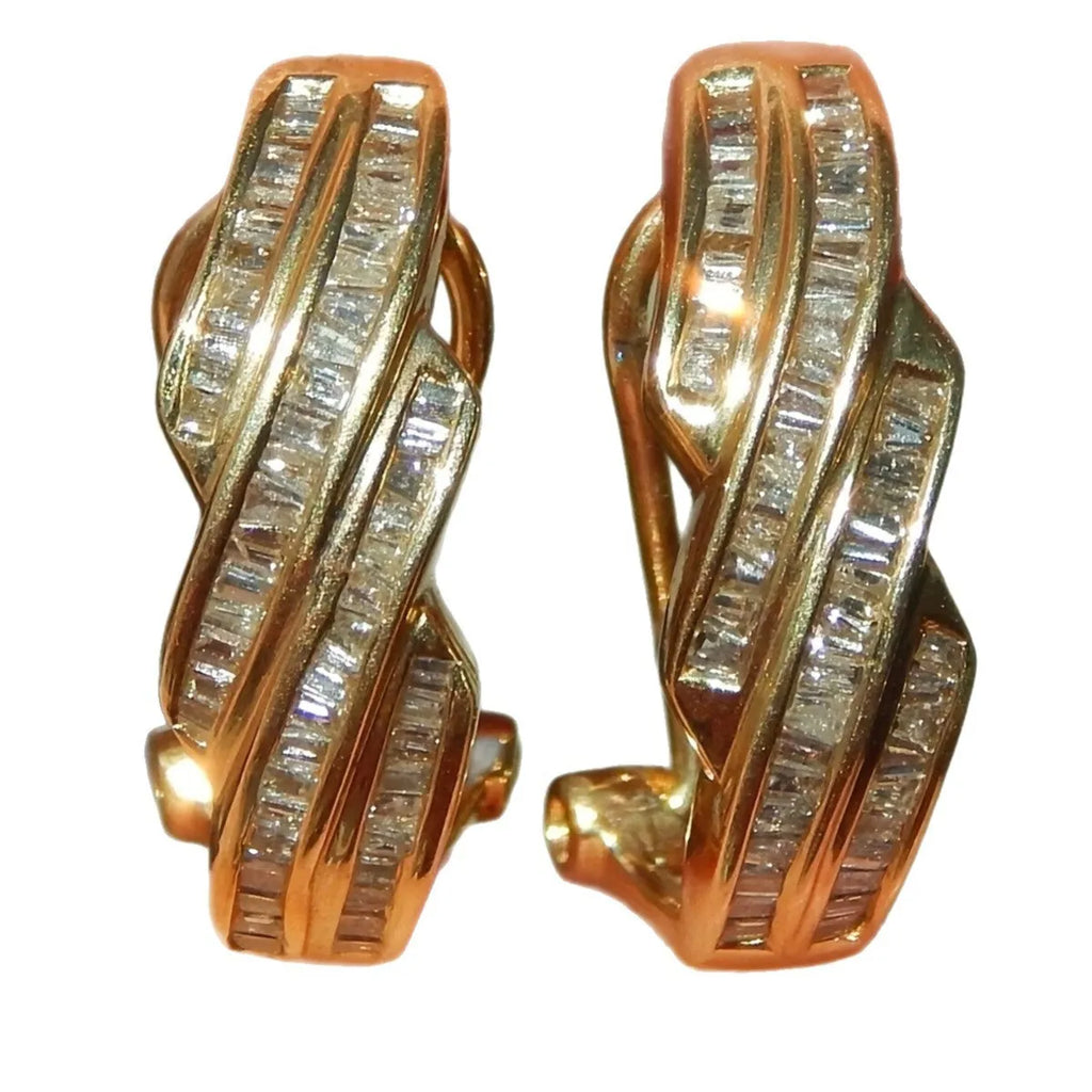 Gold geometric earrings with circular design elements on copper construction