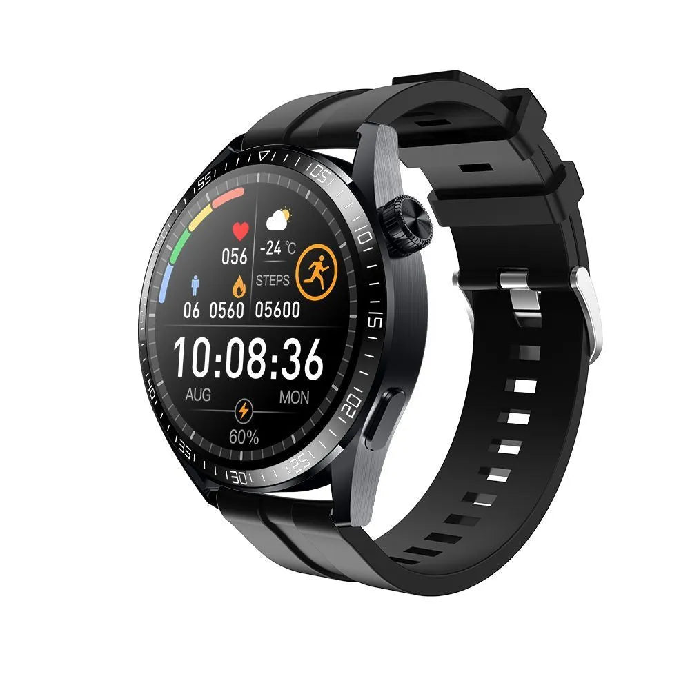 Black and silver GS3 Max smartwatch with 1.35-inch screen on a silicone strap.