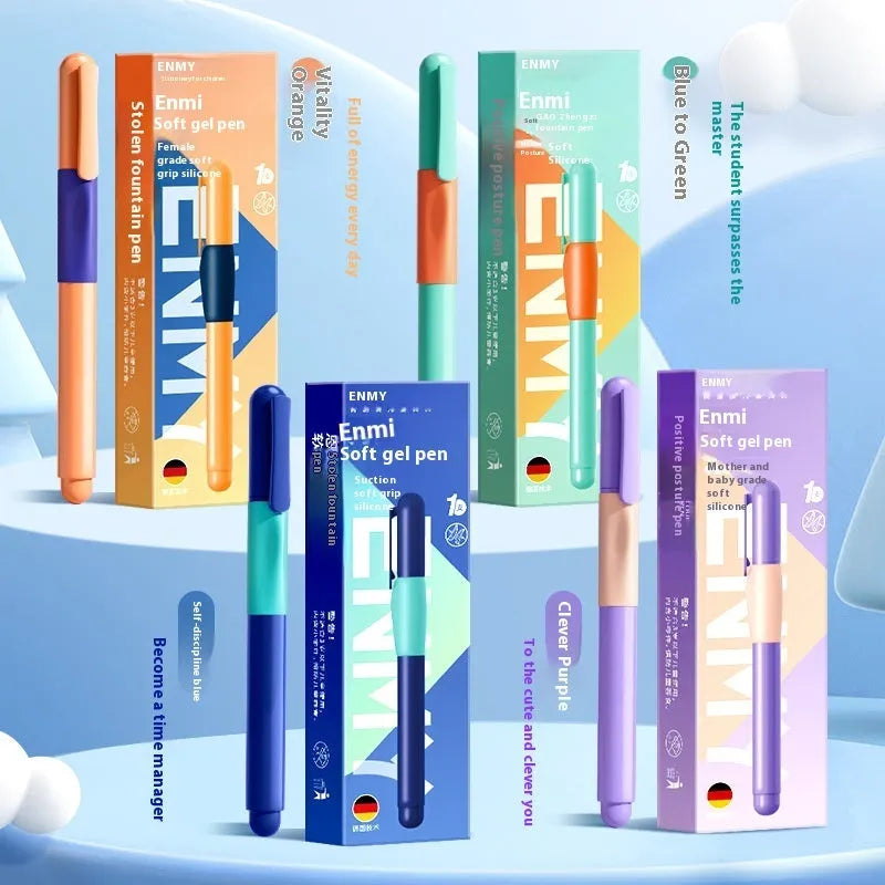 Student posture correction pen in four colour options: blue, green gradient, purple, and orange.