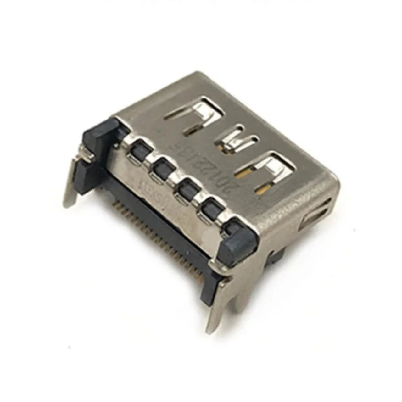 Silver coloured HDMI host socket interface for gaming console accessory.