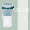 Blue portable blender cup with USB charging cable and stainless steel blending blades