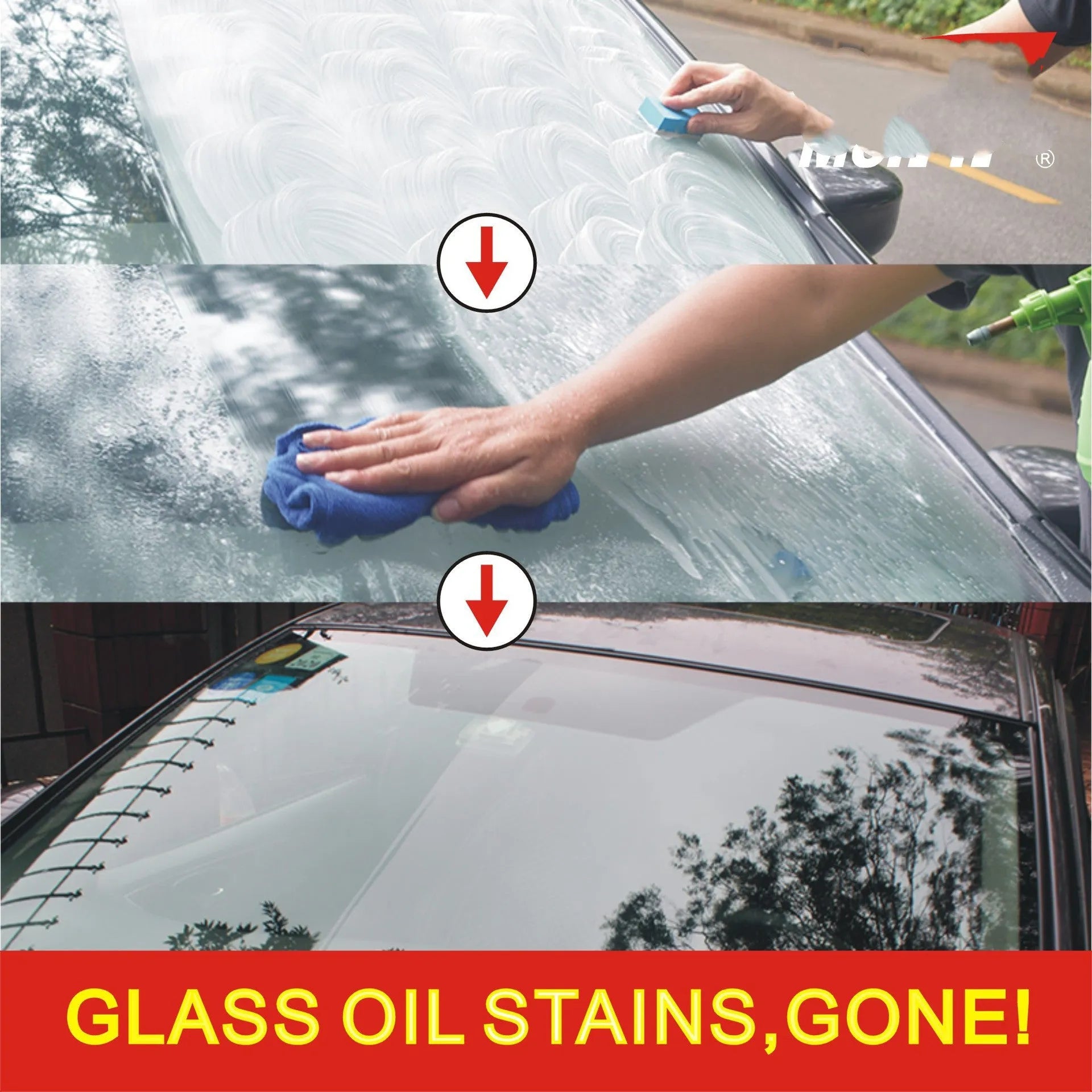 White packaged automotive glass rainproof agent with 15ml capacity and English instructions