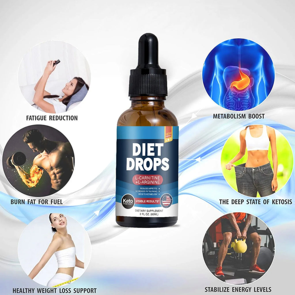 60ml bottle of ketone drops, a liquid dietary supplement.