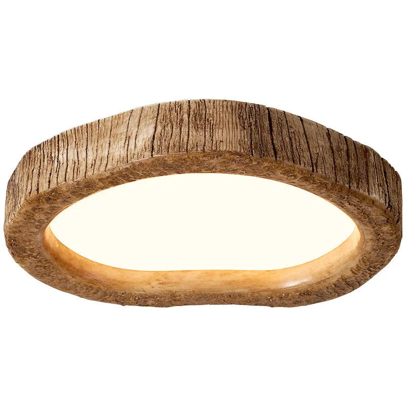 Round wood grain finish ceiling light in new Chinese style for bedroom