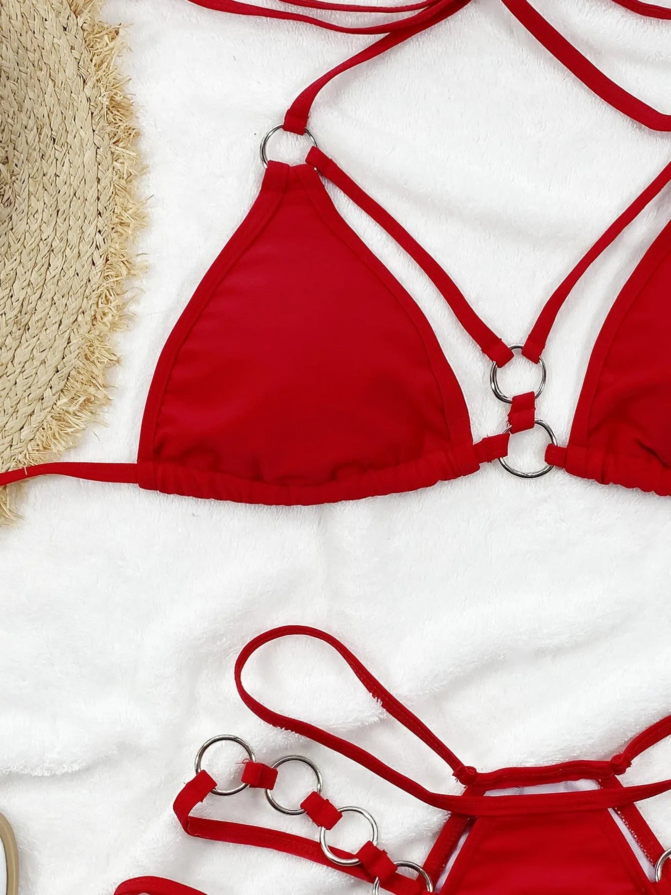 Women's separated bikini swimwear set in nylon, showing top and shorts in one of five available colours.