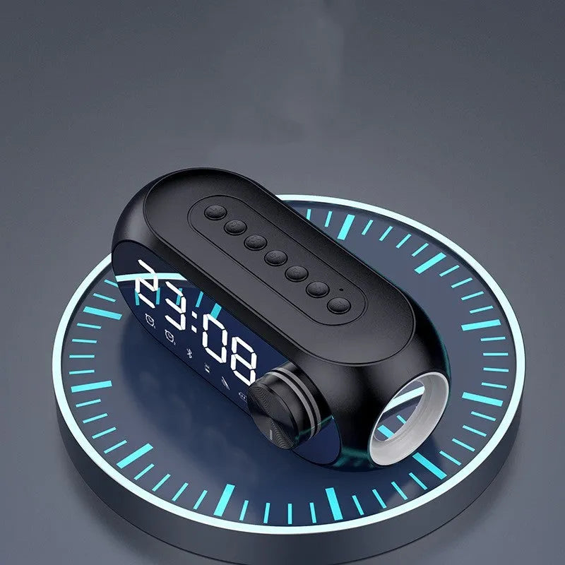 S8 Black extra bass portable mini Bluetooth speaker with FM radio display and alarm clock.