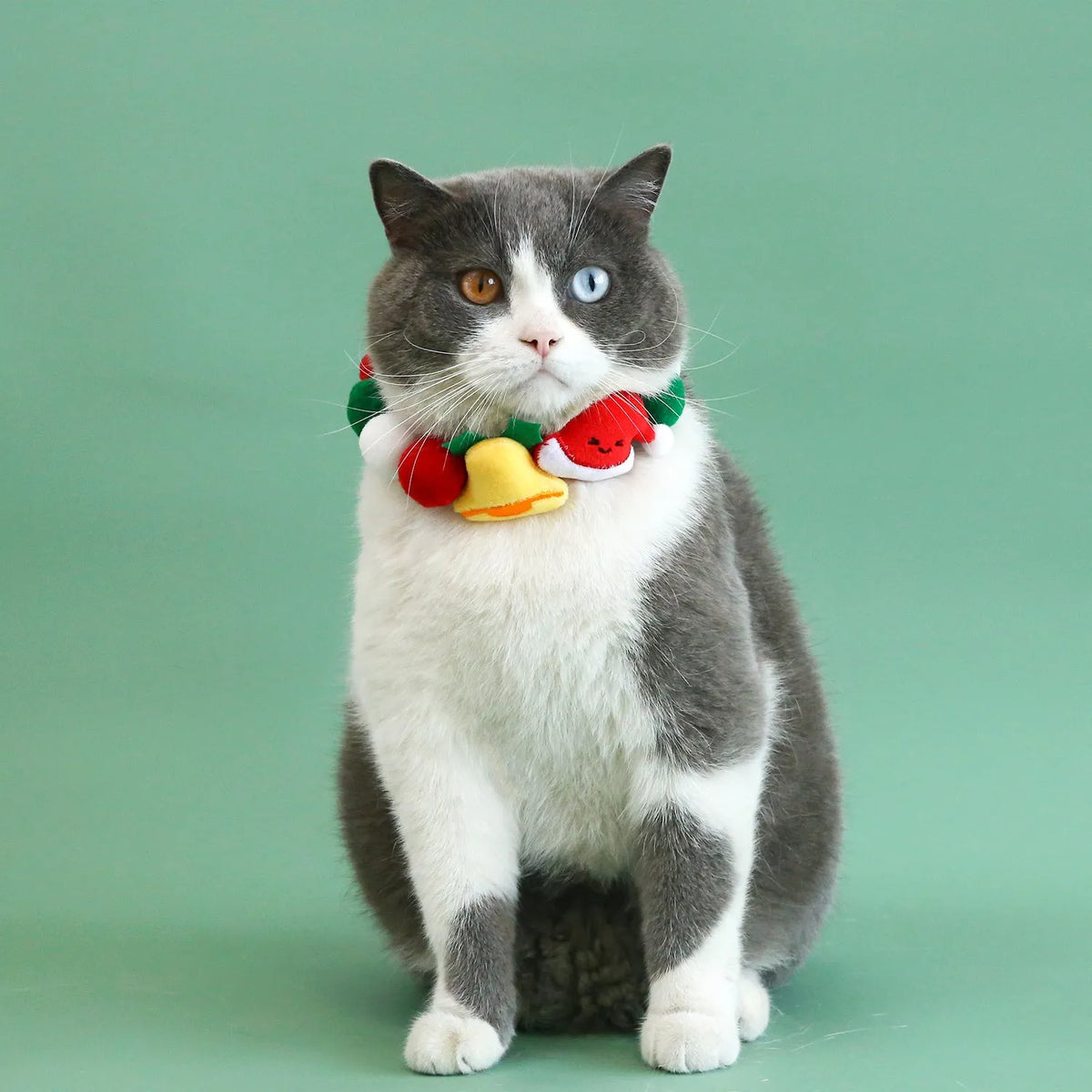 Christmas pet collar with plush ball in bell hat or Christmas tree cane style, sizes S M L