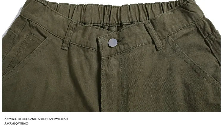 Women's wide-leg cropped pants in micro-elastic fabric showing apricot, red, and army green colour options
