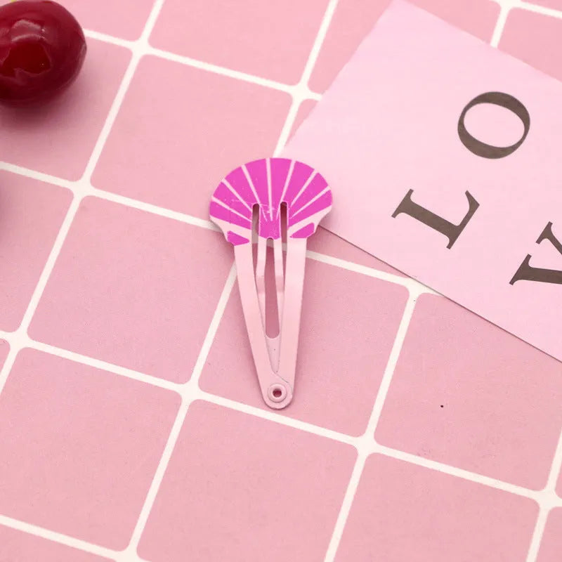 Children's metal hair barrette with colour printed watermelon and strawberry design