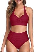 Split bow bikini with backless design and high elasticity in multiple colours for women