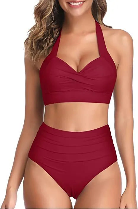 Split bow bikini with backless design and high elasticity in multiple colours for women