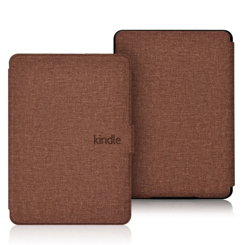 Linen texture Kindle Paperwhite case with magnetic closure in multiple colour options