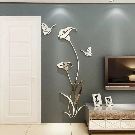 Lily 3D stereo acrylic wall sticker in various sizes and colours including red, purple, pink, sky blue, silver, and gold