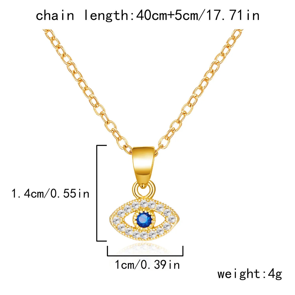 Devil's eye necklace with blue pendant, copper cross chain, 41-50cm perimeter, two colour options