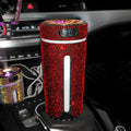 Luxury diamond rhinestone car humidifier with LED light, USB powered, 15x7x7cm, multi-colour options