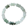 Natural chalcedony jade and coconut shell bead bracelet with diamond shapes and a safety lock clasp.