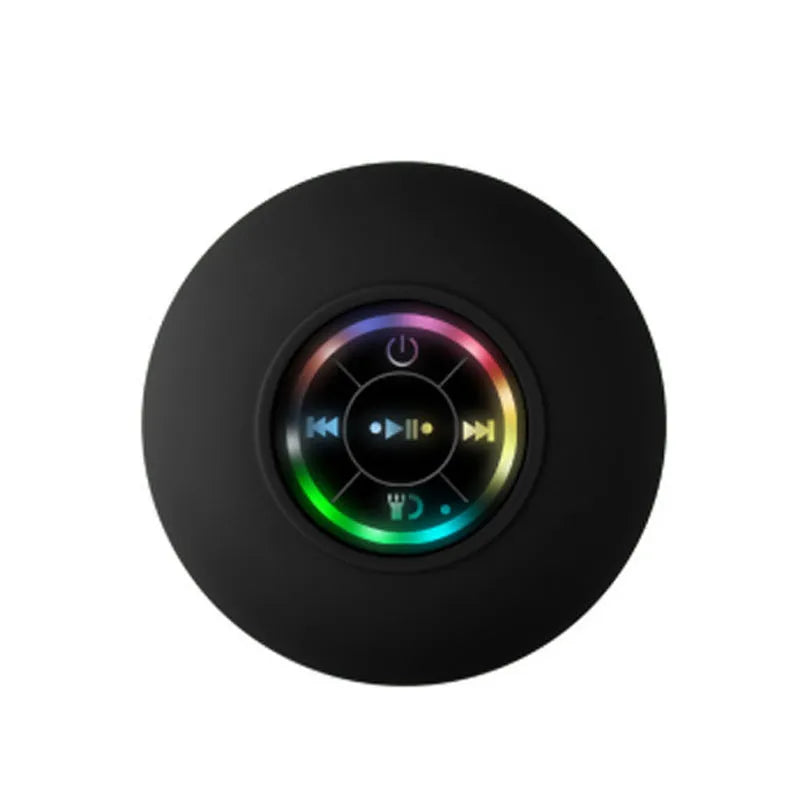 Large suction cup waterproof Bluetooth audio system with LED light in six colour choices