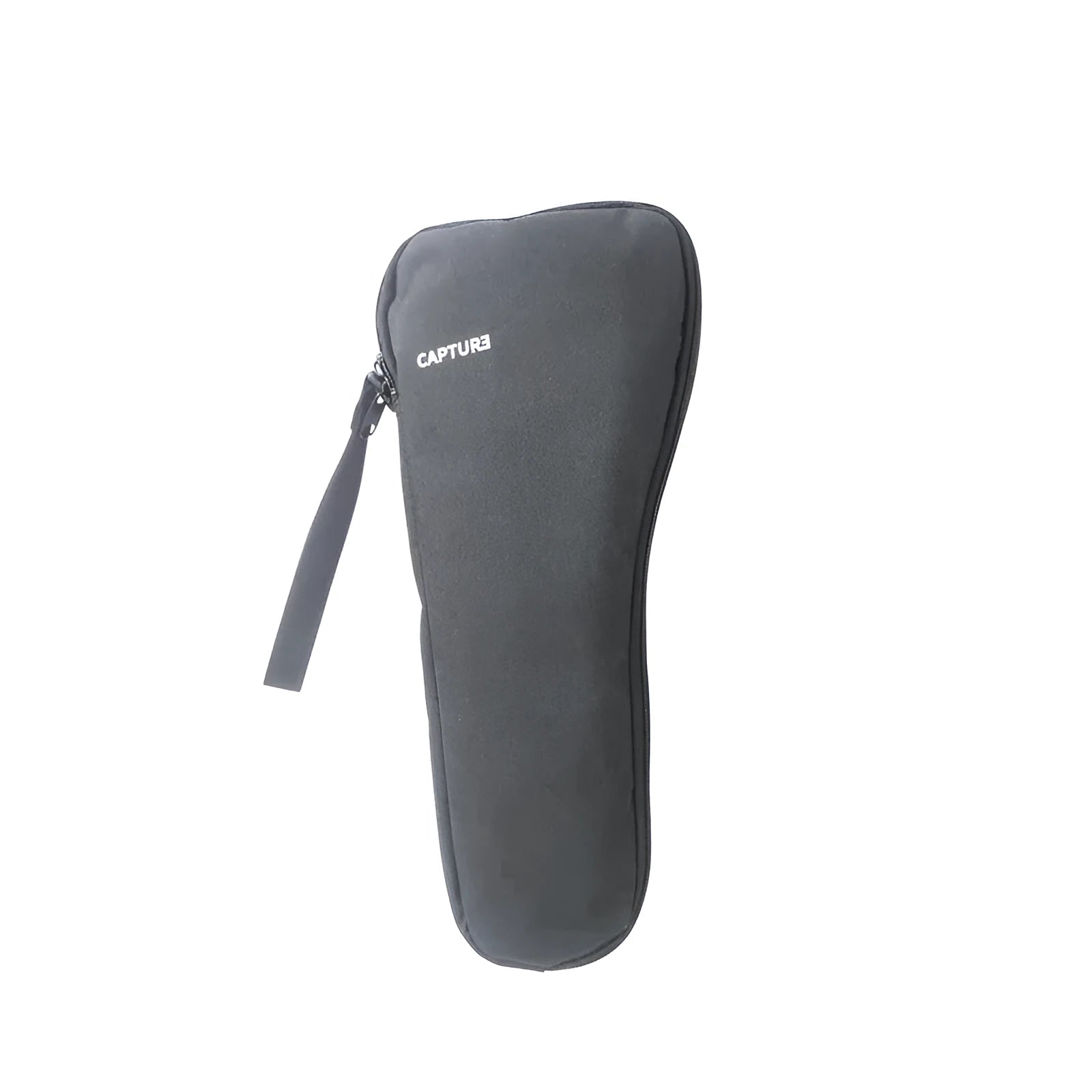 Black cloth storage bag with zip open, showing padded interior for a mobile phone gimbal.