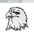 Aluminium car sticker set showing lion, eagle, wolf head and tiger emblem designs for vehicle modification.