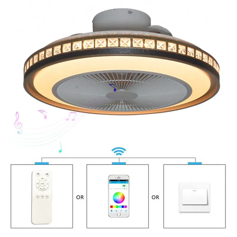 50cm ceiling fan lamp with LED light, PC blades, APP, Bluetooth and music, Fantasy 50CM
