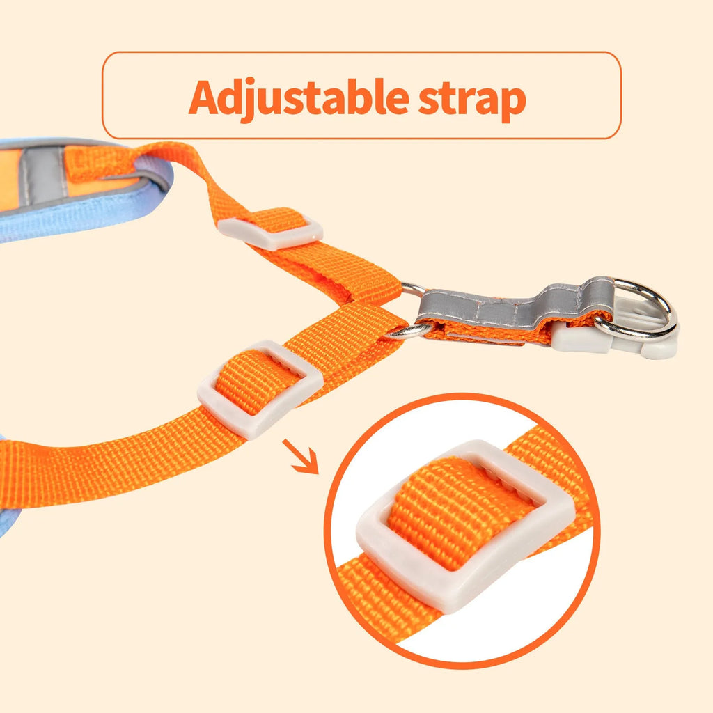 Adjustable dog harness with haulage rope and anti-breaking vest in multiple colours
