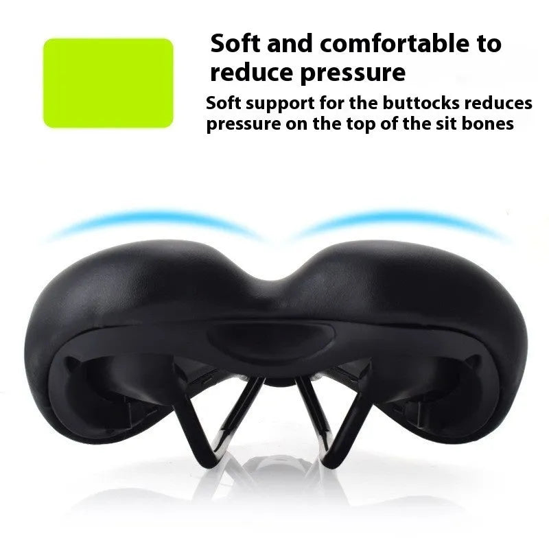 Bicycle saddle hollow cushion with PU leather cover and L clamp ring for mounting.
